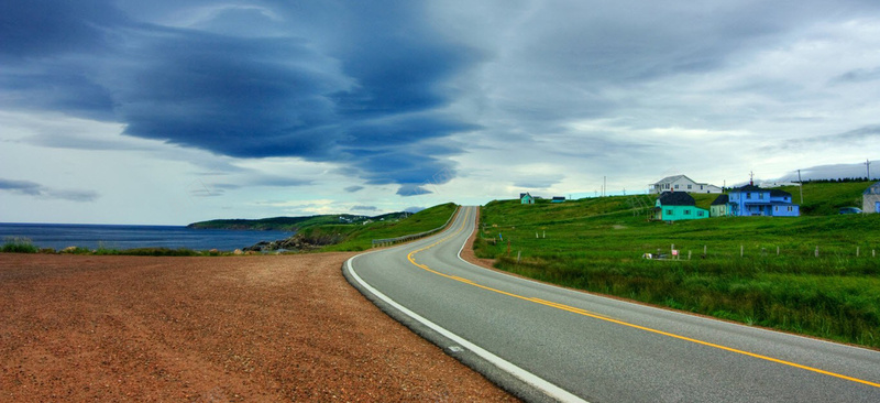 风景蓝天白云道路背景背景