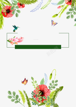 杂志鞋白色插画花卉春夏新风尚海报背景高清图片
