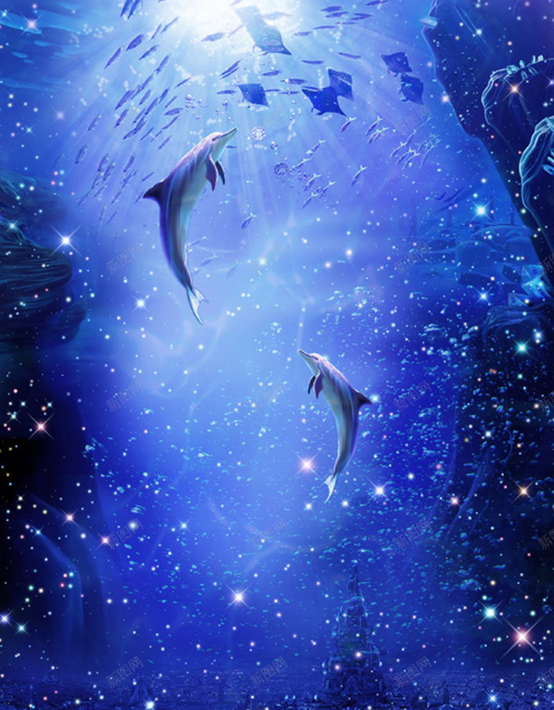 玄幻海底世界jpg设计背景_新图网 https://ixintu.com 玄幻 海豚 海底世界 蓝色 科技 蓝色喜欢 科幻 商务