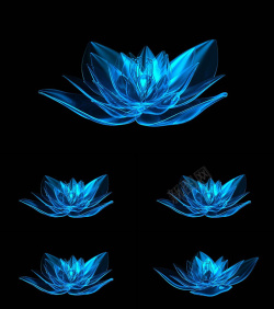 晶亮蓝色水晶莲花背景素材高清图片