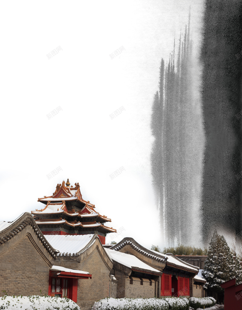 中国古代建筑背景psd设计背景_新图网 https://ixintu.com 中国风 古代建筑 背景 海报 白色