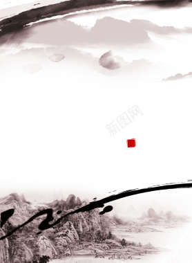中国风高山水墨灰色背景素材背景