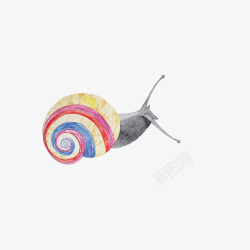 水彩手绘的小蜗牛素材