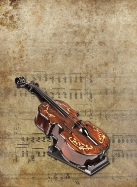复古文艺小提琴乐谱背景素材背景