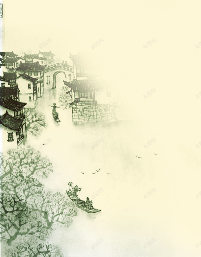 江南水乡H5背景jpg设计背景_新图网 https://ixintu.com 江南水乡 美景 水墨画 中国风 H5 h5