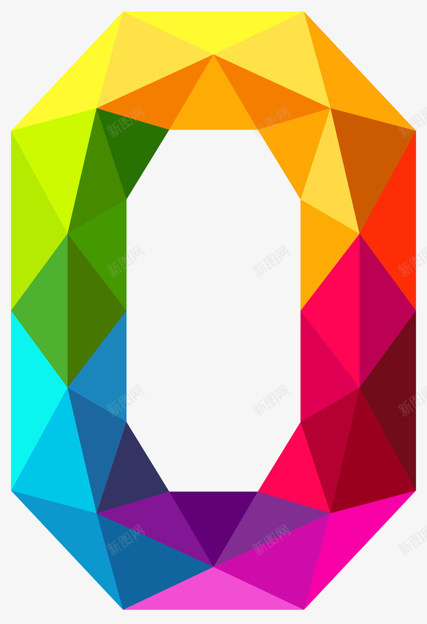 彩色几何拼贴数字0png免抠素材_新图网 https://ixintu.com 几何体 数字 阿拉伯数字 拼贴 彩色 色彩