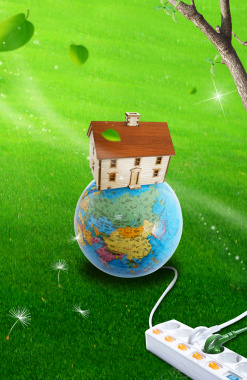 插座绿色地球电源环保背景素材背景