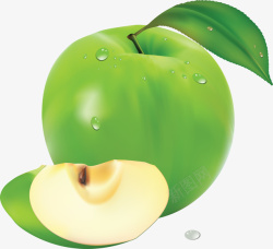 绿苹果切开带叶子绿苹果矢量绿苹果素材