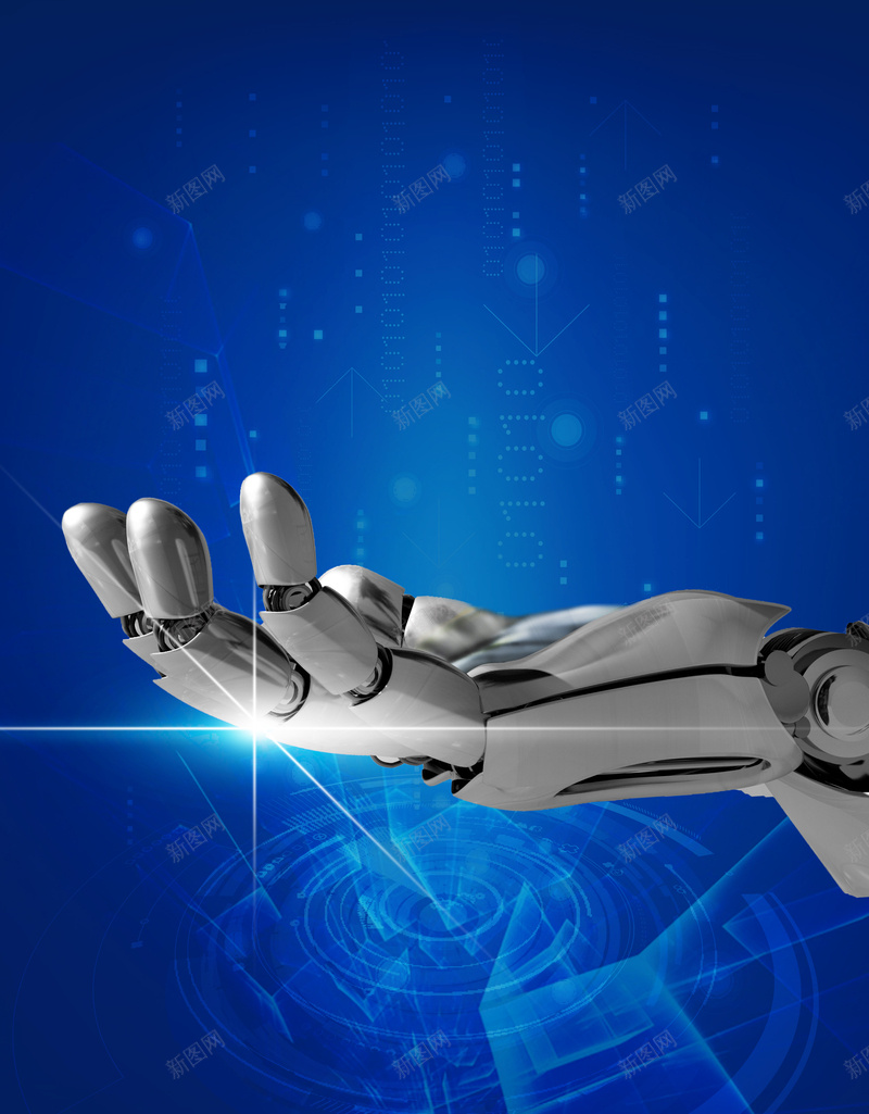 蓝色人工智能海报jpg设计背景_新图网 https://ixintu.com 创意机器人 智能机器人 未来机器人 人工智能 数码产品 机械手 未来科技 蓝色