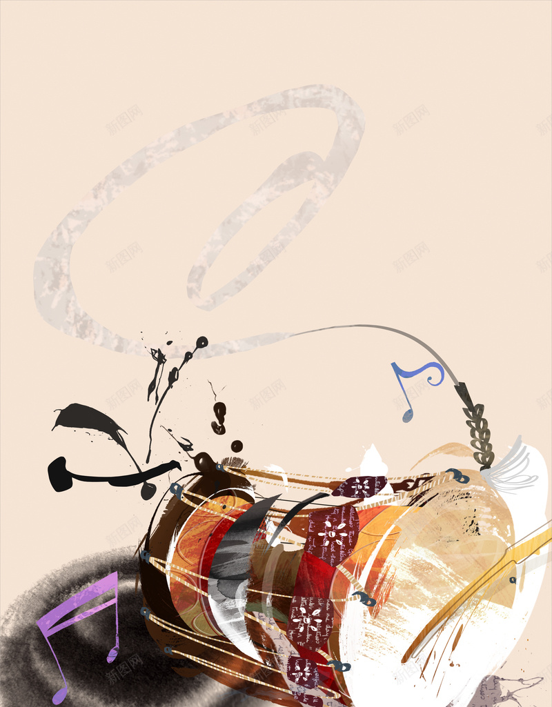中国风乐器杖鼓背景素材psd设计背景_新图网 https://ixintu.com 中古文化 中国风 乐器 音乐 音符 杖鼓 杖鼓矢量 中式 古典 音乐文化 背景 素材