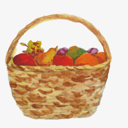 手绘篮子里的水果素材