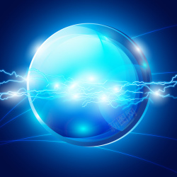 电球科幻蓝色电球电流背景素材高清图片