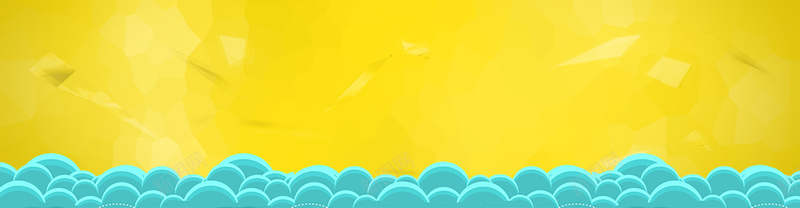 海浪psd设计背景_新图网 https://ixintu.com 黄色 蓝色 扁平 海浪 浪花 海报banner 卡通 童趣 手绘