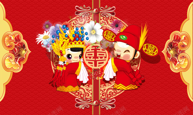 中式婚礼舞台背景素材背景