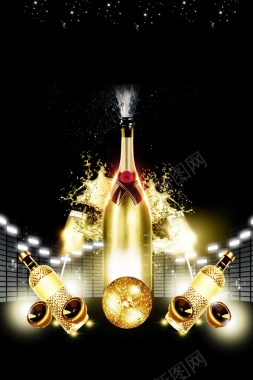 黑金高端香槟设计海报背景背景