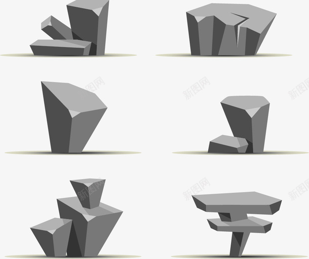 石头造型图案AI档eps免抠素材_新图网 https://ixintu.com 手绘石头素材 石头 矢量图 创意石头 图案