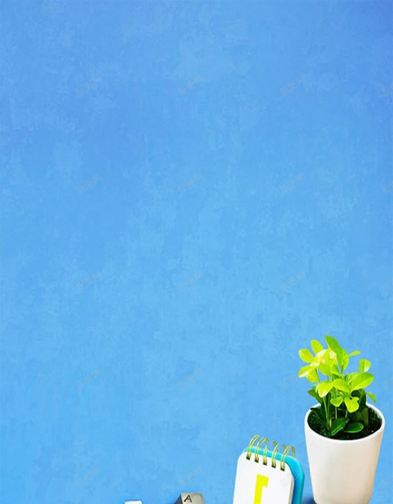 蓝色背景上的盆栽H5素材背景jpg设计背景_新图网 https://ixintu.com 蓝色背景 键盘键 植物 盆栽 H5素材