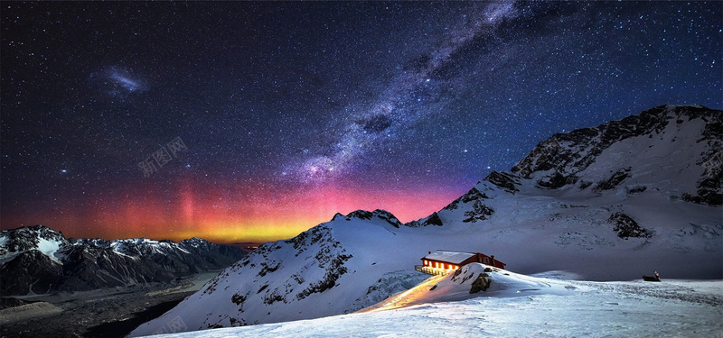 星空下的雪山背景背景