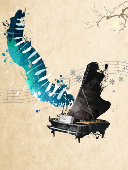 中国风音乐会中国风钢琴独奏音乐会背景素材高清图片