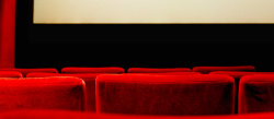 红色荧幕摄影电影院的红色椅子黑色荧幕高清图片