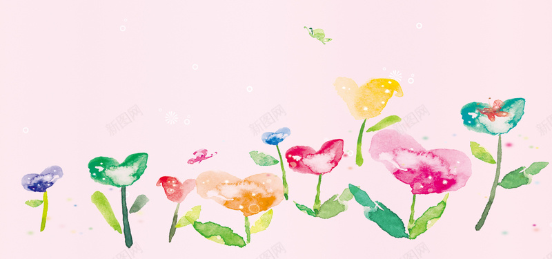 简约水彩花背景psd设计背景_新图网 https://ixintu.com 海报banner 手绘画 水彩花 简纸 红色 卡通 童趣 手绘