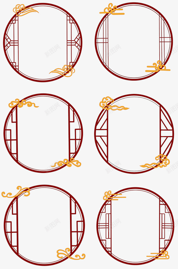 国潮中国风元素png免抠素材_新图网 https://ixintu.com 国潮 边框 楼 龙 中国风
