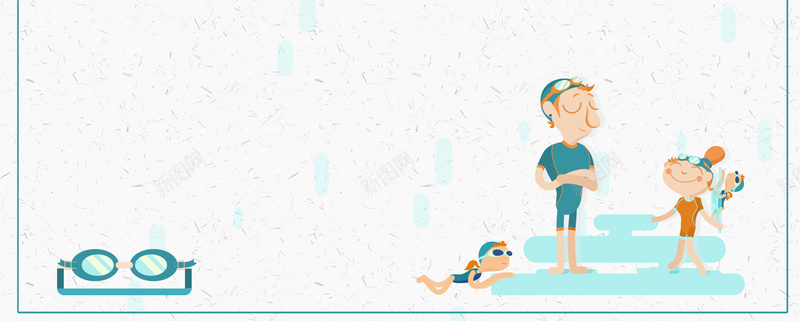 暑假游泳训练卡通手绘棕色背景背景