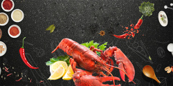 黑色的大蒜美食龙虾背景素材高清图片