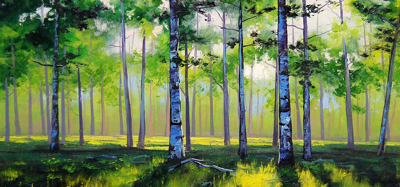 油画树林背景