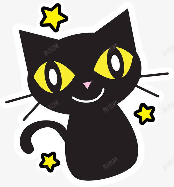 万圣节黑色猫咪png免抠素材_新图网 https://ixintu.com 万圣节 黑色 猫咪 贴纸 卡通可爱 矢量图案