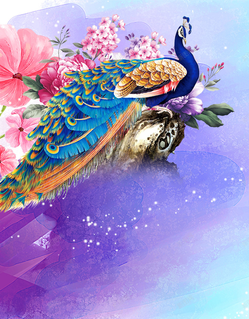 孔雀紫色浪漫背景素材psd设计背景_新图网 https://ixintu.com 免费背景素材 海报 素材 背景 高清 浪漫 紫色 孔雀 浪漫背景