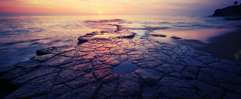 海边夕阳风景图片素材背景