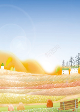 秋日的田野本子封面背景素材背景