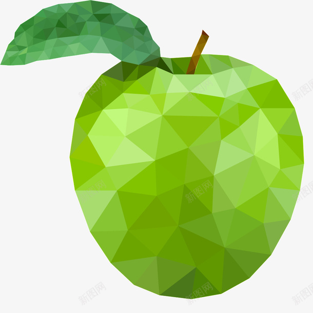 绿色苹果png免抠素材_新图网 https://ixintu.com 效果 方块 水果 绿色树叶 绿色马赛克 苹果 马赛克