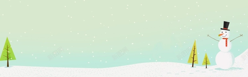 淘宝背景psd设计背景_新图网 https://ixintu.com 卡通背景 绿色 雪人 雪花 树 海报banner 卡通 童趣 手绘