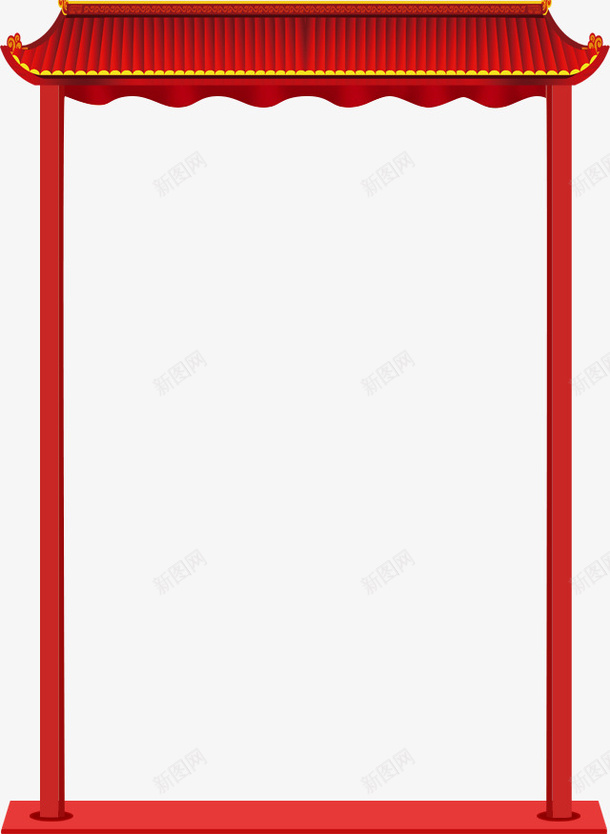 中国传统红色喜庆边框png免抠素材_新图网 https://ixintu.com 中国风 传统 红色喜庆 边框 新年