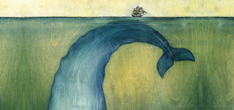 鲸鱼和船背景