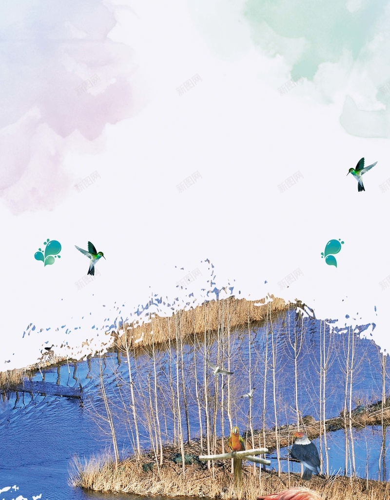 2018蓝色清新湿地保护公益海报psd设计背景_新图网 https://ixintu.com 世界湿地日 保护生态 湿地节 清新 简约 环境宣传 全球湿地日 爱护环境 公益广告