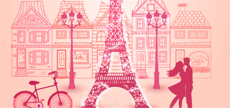 浪漫巴黎城市背景背景