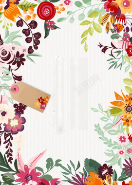 彩色颜色花卉标签清新海报开心背景