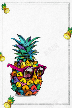 简约创意菠萝水果海报背景素材背景