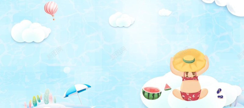 处暑夏季卡通童趣蓝色bannerpsd设计背景_新图网 https://ixintu.com 处暑 夏季 清爽 清凉 促销 手绘西瓜 手绘儿童 母婴用品 母婴促销 婴童促销 卡通童趣 蓝色背景