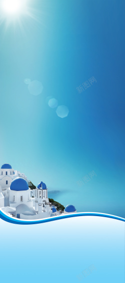 地中海建筑地中海建筑风格海报背景模板高清图片