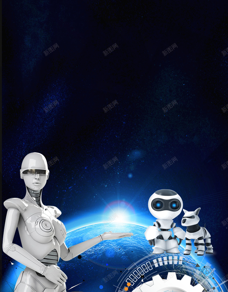 览会创意科技海报背景psd设计背景_新图网 https://ixintu.com 电路板 高科技 机器人 机器人海报 现代科技 智能机器人 机器人展板 人工智能