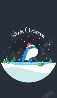圣诞卡通鲸鱼背景背景