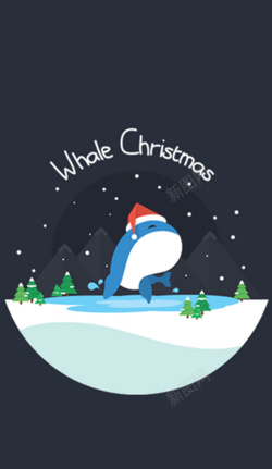 童趣圣诞精灵圣诞卡通鲸鱼背景高清图片