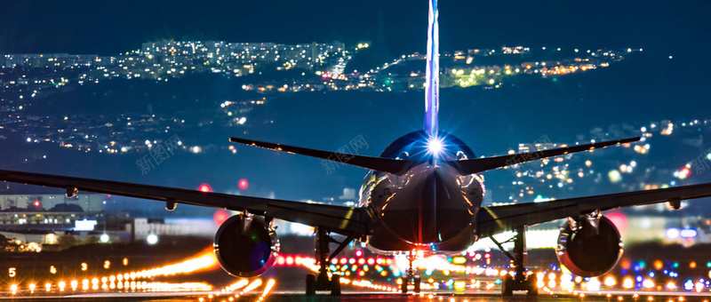 夜景jpg设计背景_新图网 https://ixintu.com 海报banner 摄影 风景 飞机万家灯火