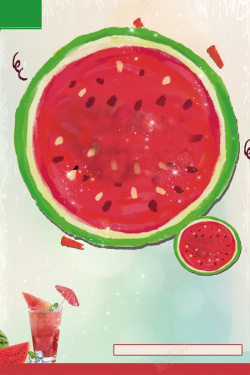 而成新鲜西瓜榨汁而成果汁海报背景素材高清图片