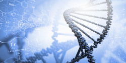DNA海报清新蓝色渐变DNA结构海报背景高清图片