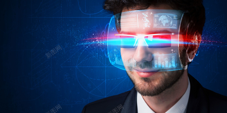 蓝色科技感VR背景背景